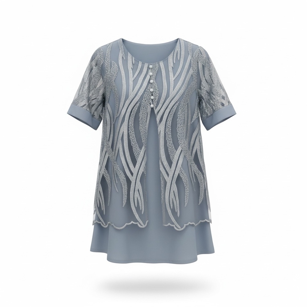 VINTAGE EMBROIDERED Blue Women's Top